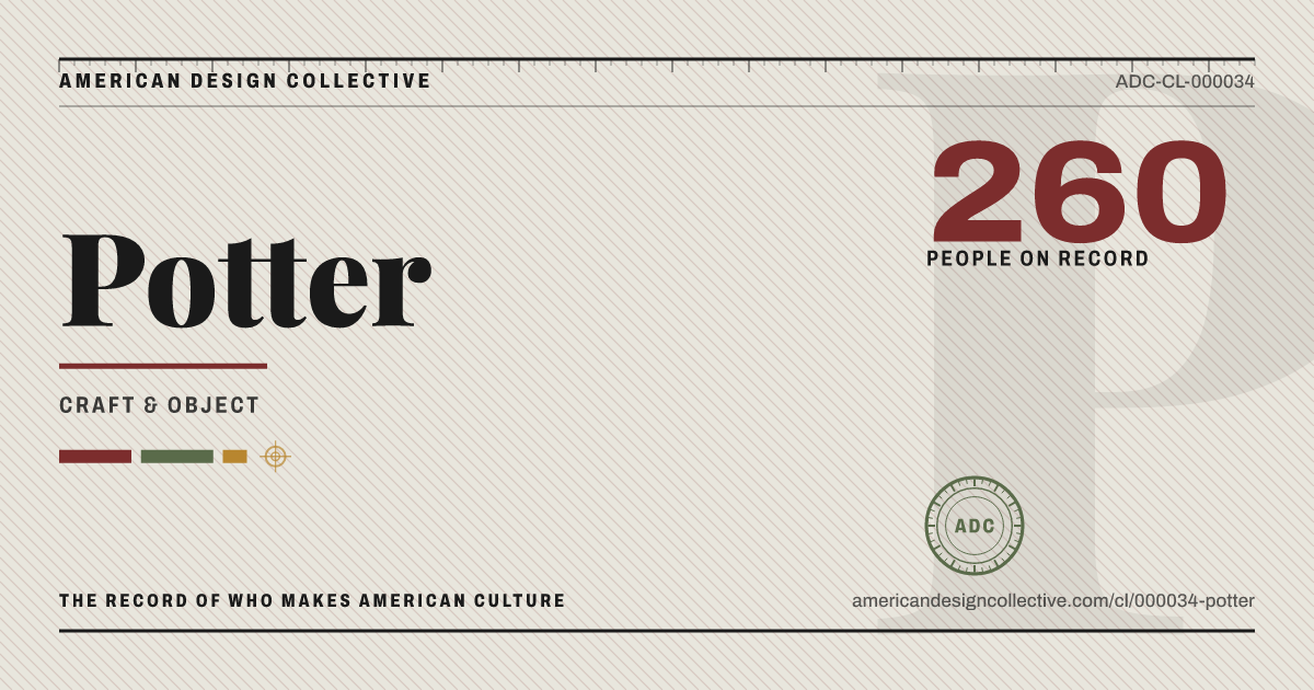 Registry card for Potter: the ADC seal, Potter, and how much is on record.