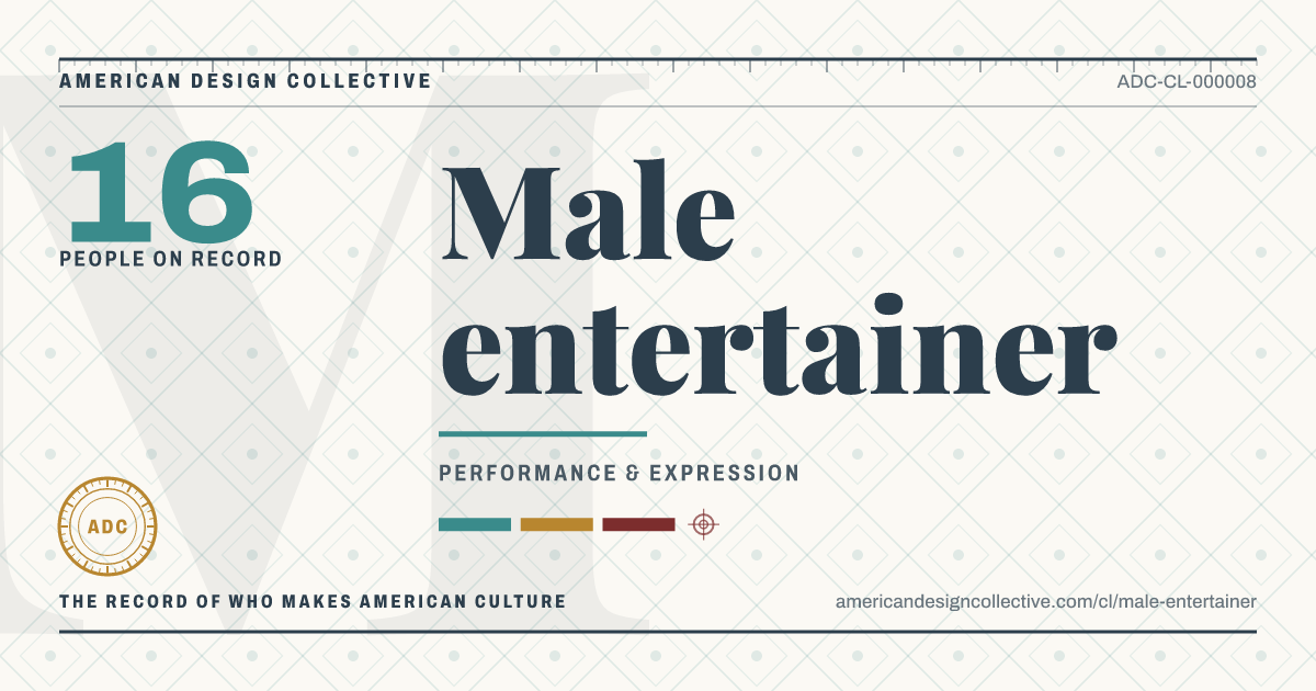Registry card for Male entertainer: the ADC seal, Male entertainer, and how much is on record.
