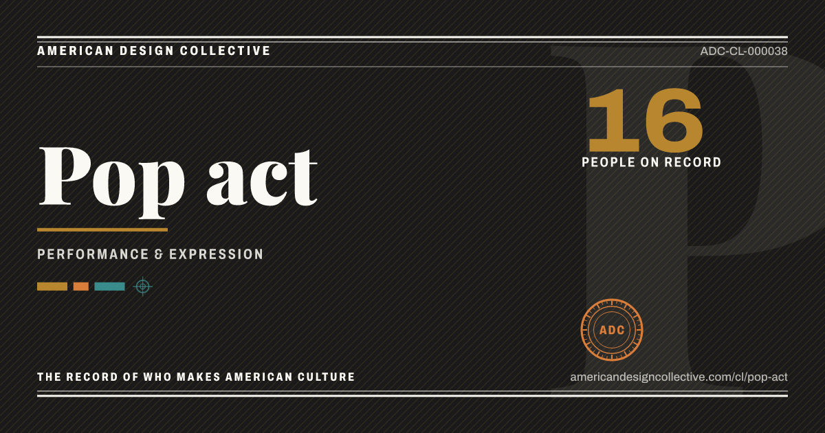 Registry card for Pop act: the ADC seal, Pop act, and how much is on record.