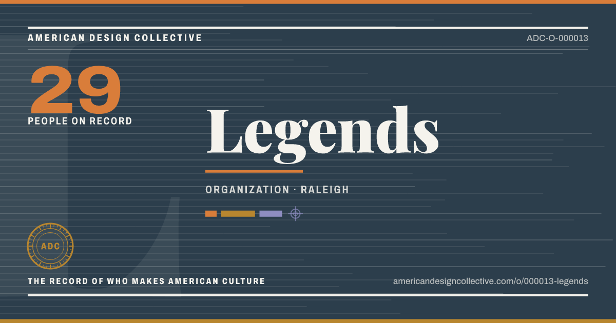 Registry card for Legends: the ADC seal, Legends, and how much is on record.