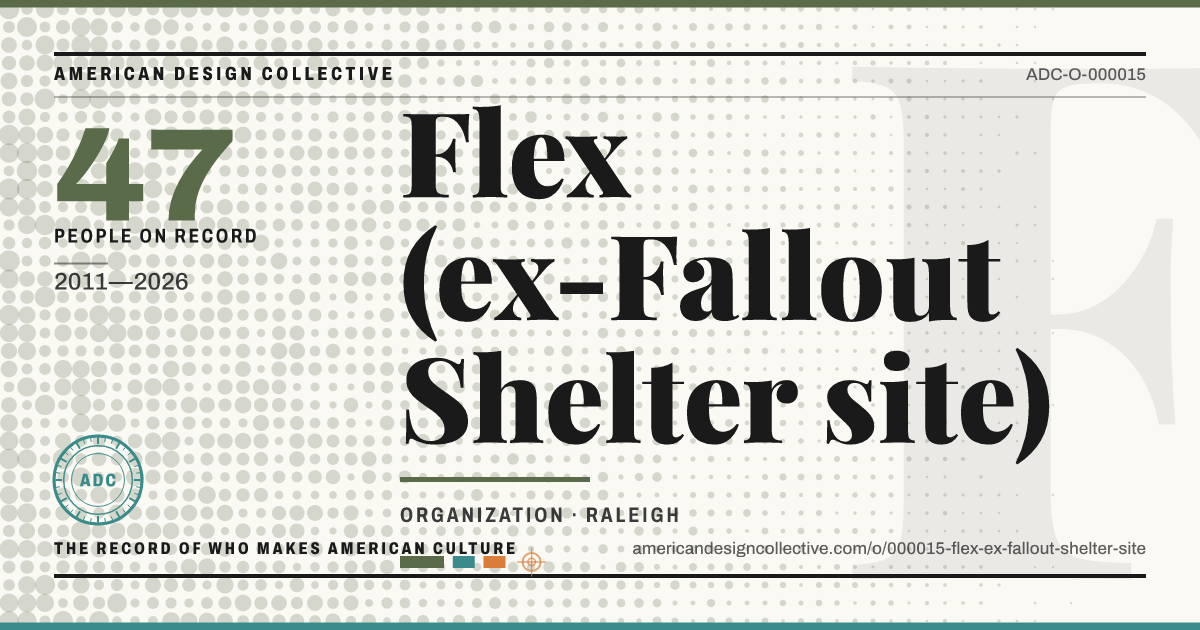 Registry card for Flex (ex-Fallout Shelter site): the ADC seal, Flex (ex-Fallout Shelter site), and how much is on record.