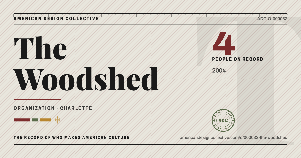 Registry card for The Woodshed: the ADC seal, The Woodshed, and how much is on record.