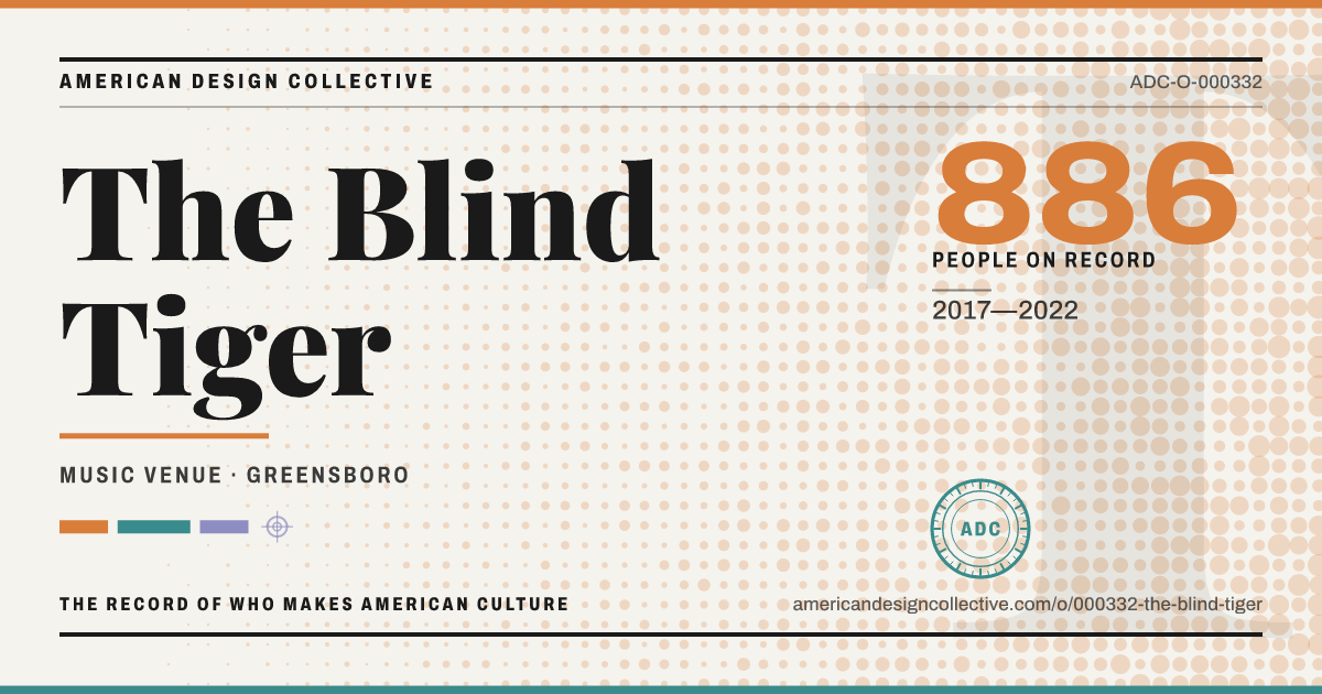Registry card for The Blind Tiger: the ADC seal, The Blind Tiger, and how much is on record.
