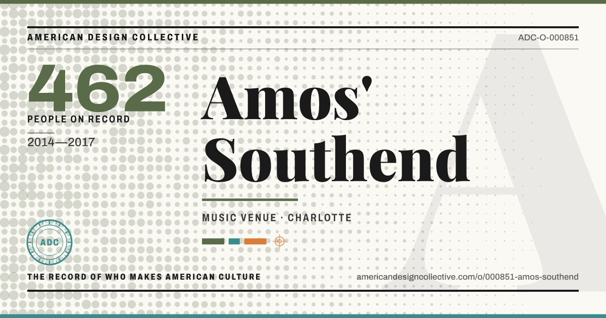 Registry card for Amos' Southend: the ADC seal, Amos' Southend, and how much is on record.