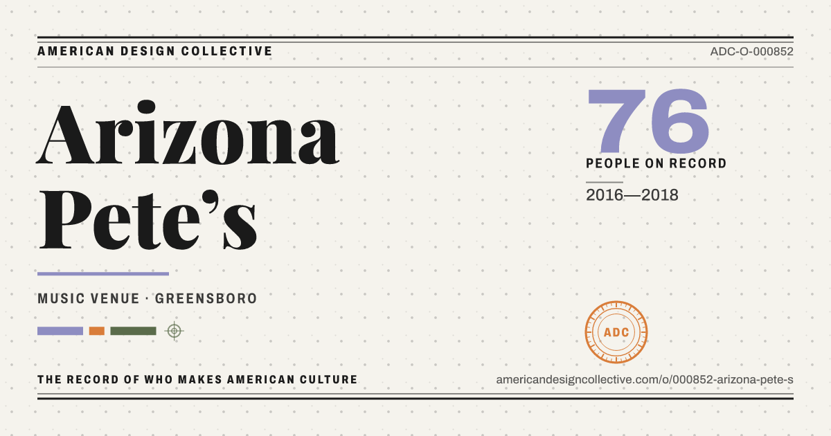 Registry card for Arizona Pete’s: the ADC seal, Arizona Pete’s, and how much is on record.