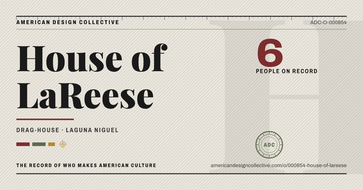Registry card for House of LaReese: the ADC seal, House of LaReese, and how much is on record.