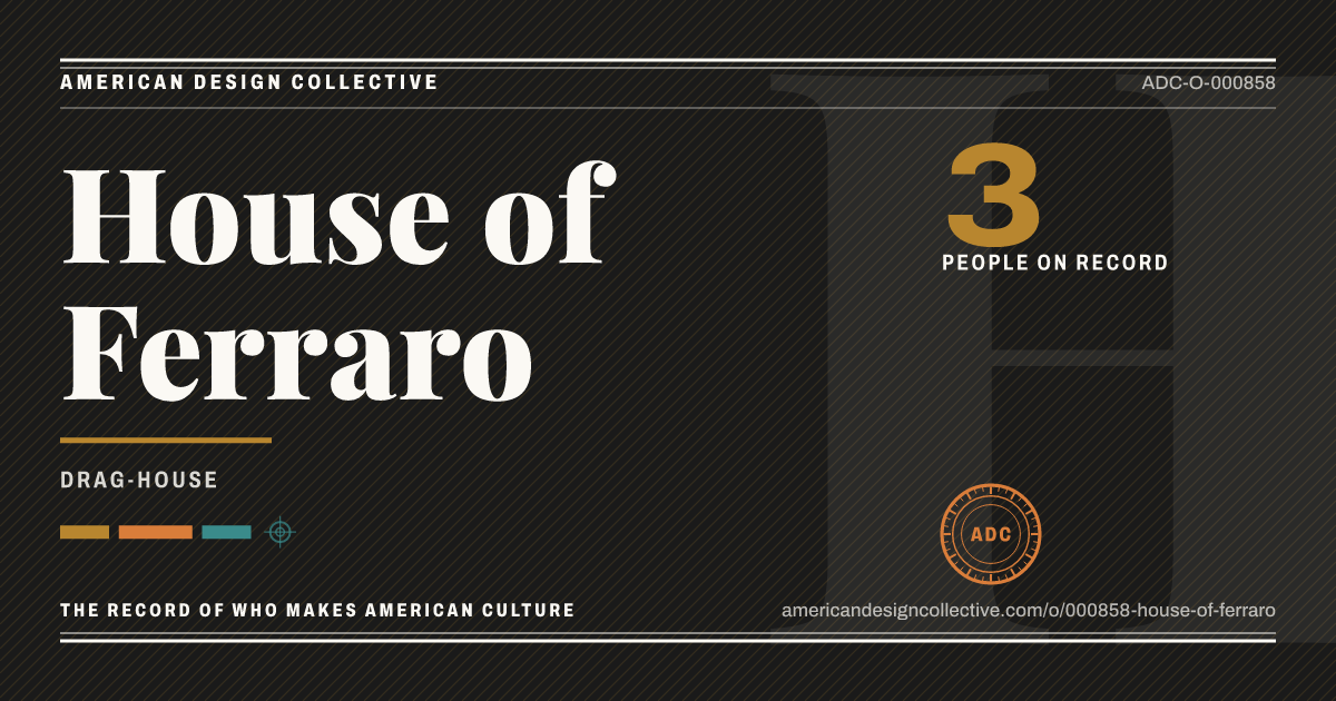 Registry card for House of Ferraro: the ADC seal, House of Ferraro, and how much is on record.