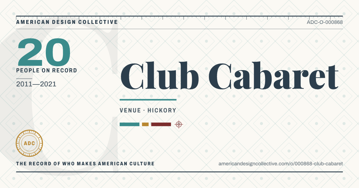 Registry card for Club Cabaret: the ADC seal, Club Cabaret, and how much is on record.