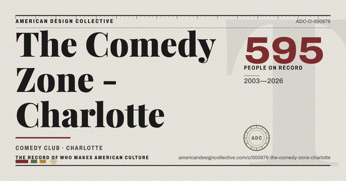 Registry card for The Comedy Zone - Charlotte: the ADC seal, The Comedy Zone - Charlotte, and how much is on record.