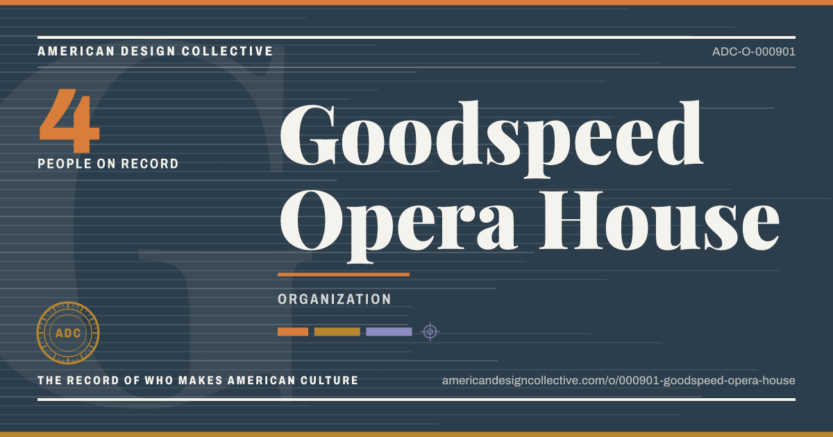 Registry card for Goodspeed Opera House: the ADC seal, Goodspeed Opera House, and how much is on record.