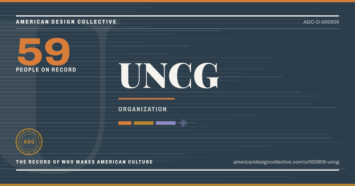 Registry card for UNCG: the ADC seal, UNCG, and how much is on record.