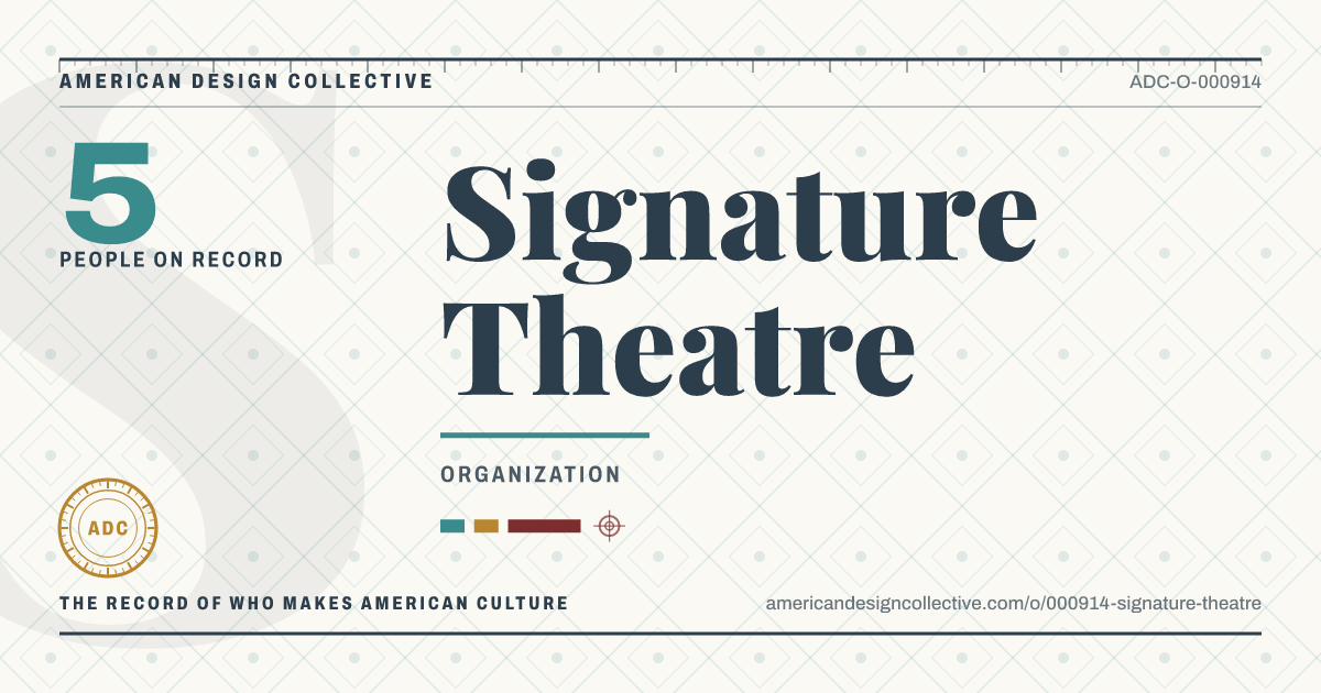 Registry card for Signature Theatre: the ADC seal, Signature Theatre, and how much is on record.
