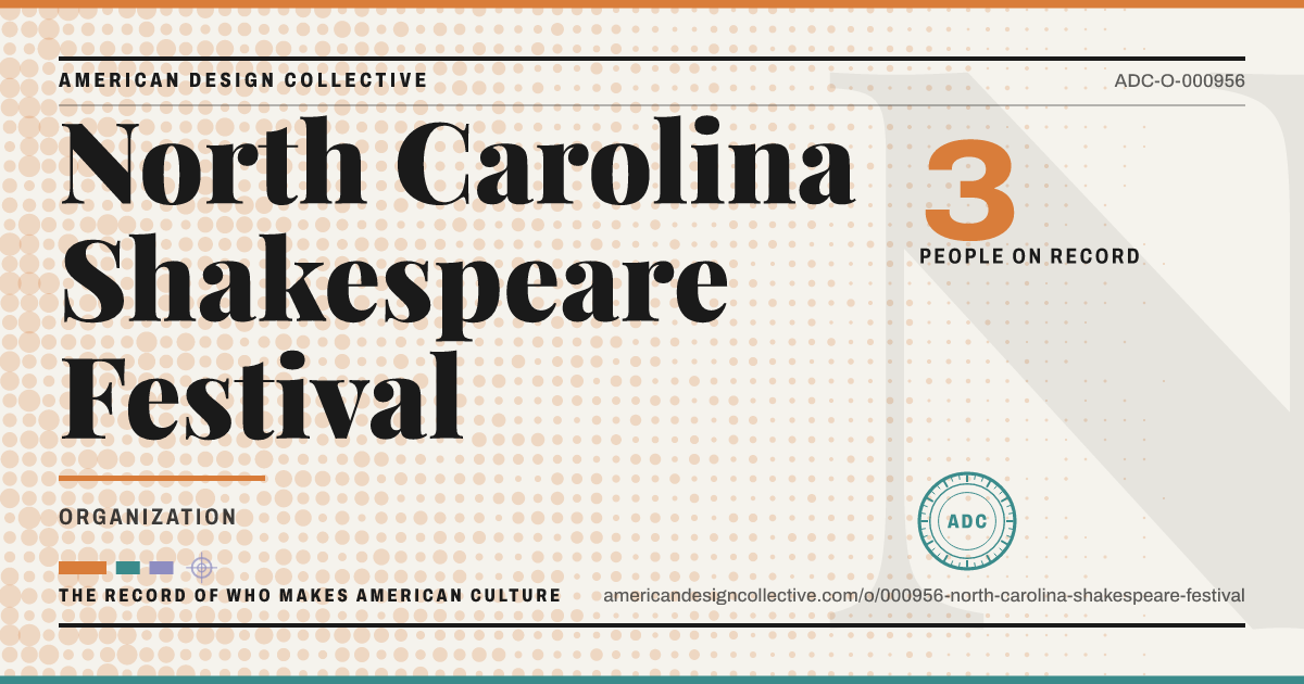 Registry card for North Carolina Shakespeare Festival: the ADC seal, North Carolina Shakespeare Festival, and how much is on record.