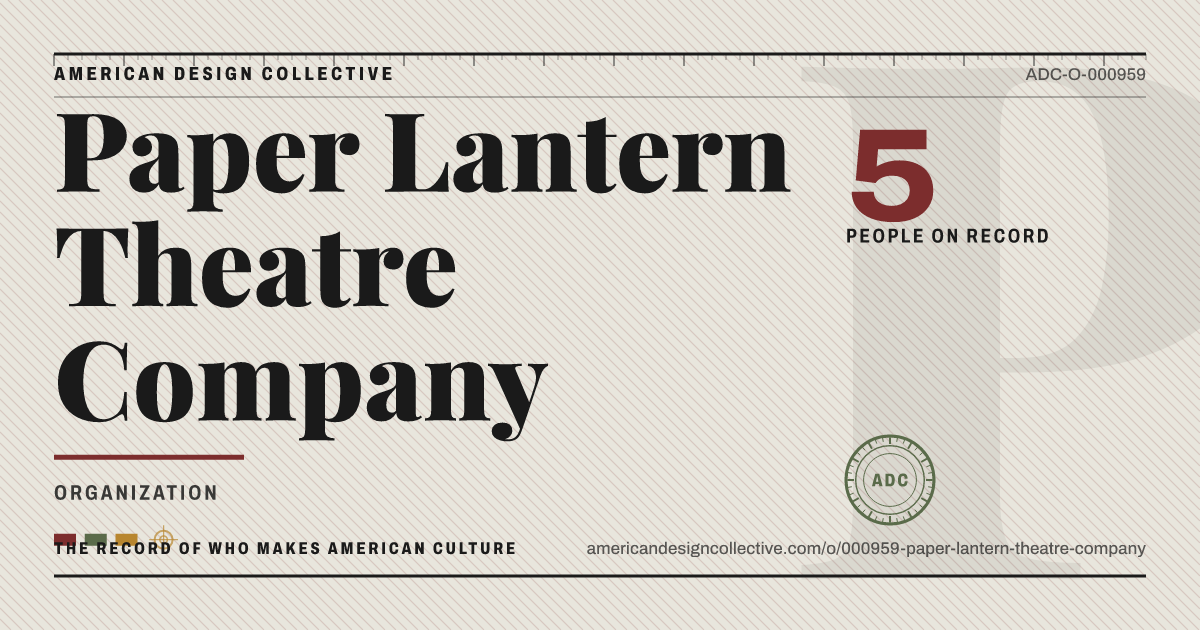 Registry card for Paper Lantern Theatre Company: the ADC seal, Paper Lantern Theatre Company, and how much is on record.