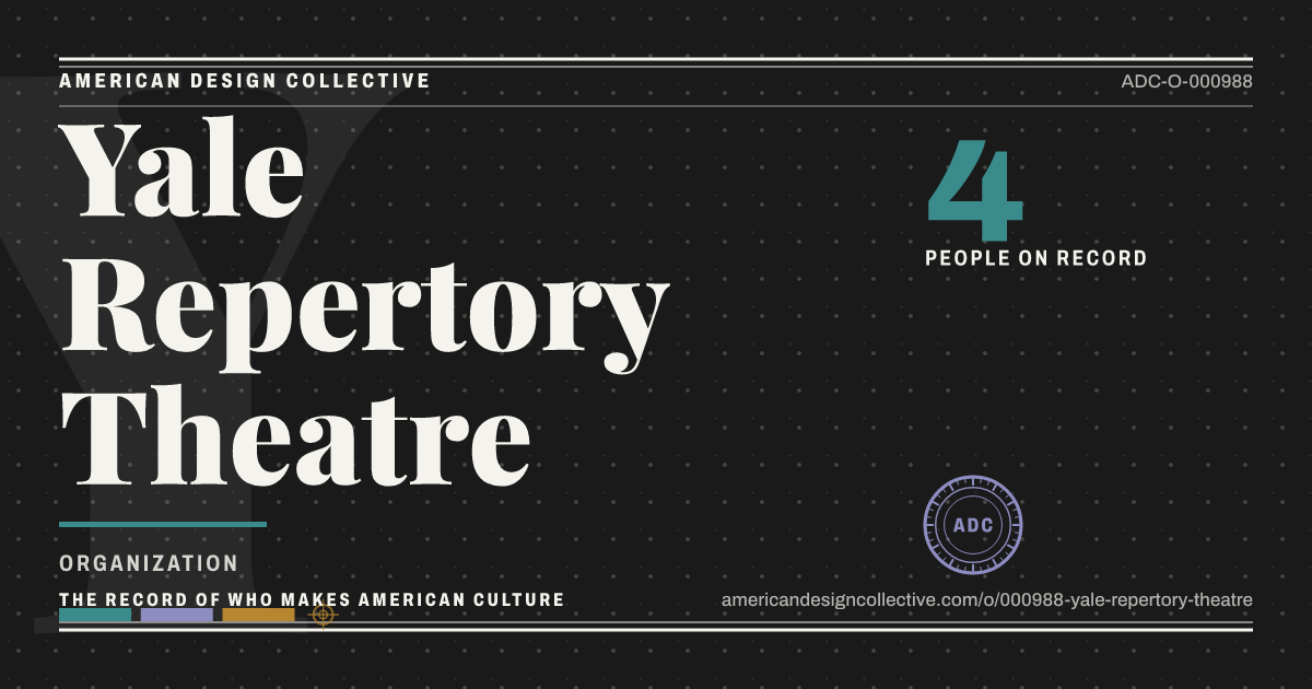 Registry card for Yale Repertory Theatre: the ADC seal, Yale Repertory Theatre, and how much is on record.