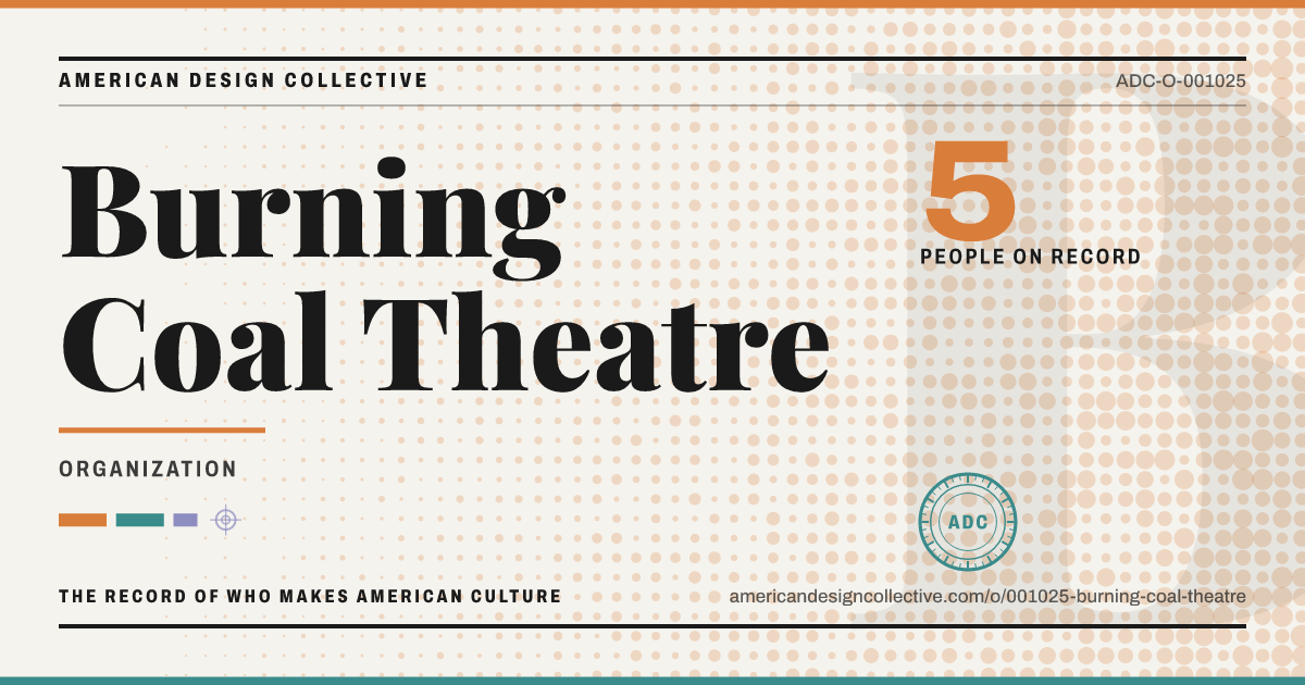 Registry card for Burning Coal Theatre: the ADC seal, Burning Coal Theatre, and how much is on record.