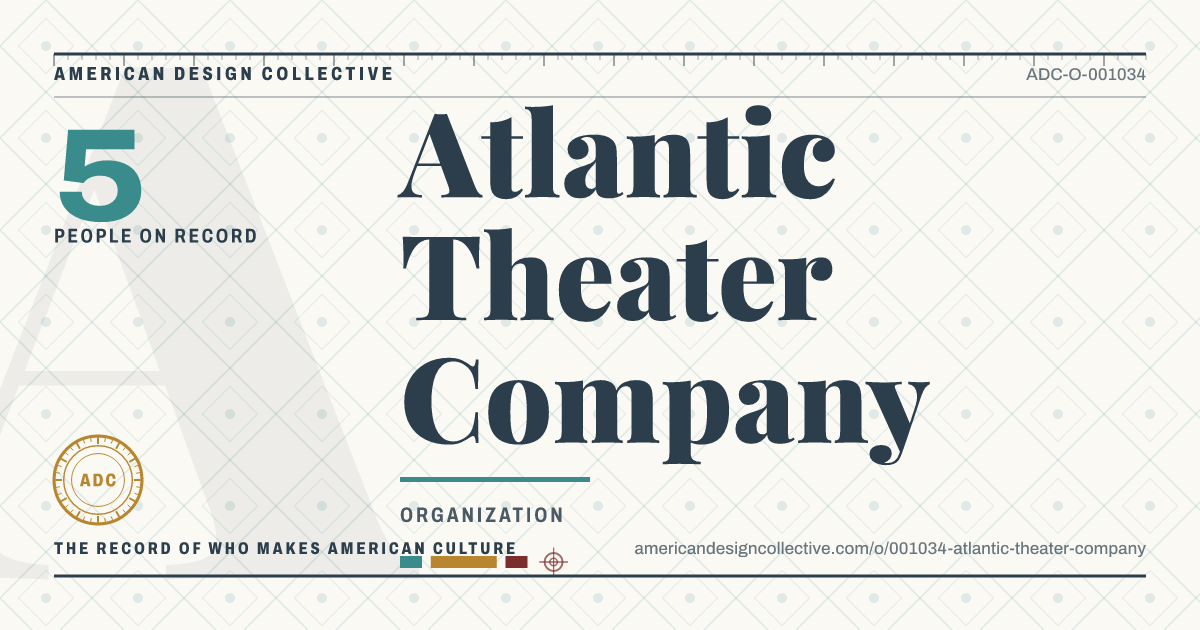 Registry card for Atlantic Theater Company: the ADC seal, Atlantic Theater Company, and how much is on record.