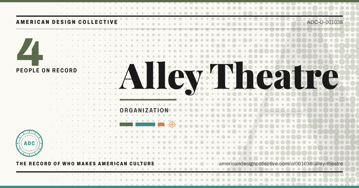 Registry card for Alley Theatre: the ADC seal, Alley Theatre, and how much is on record.