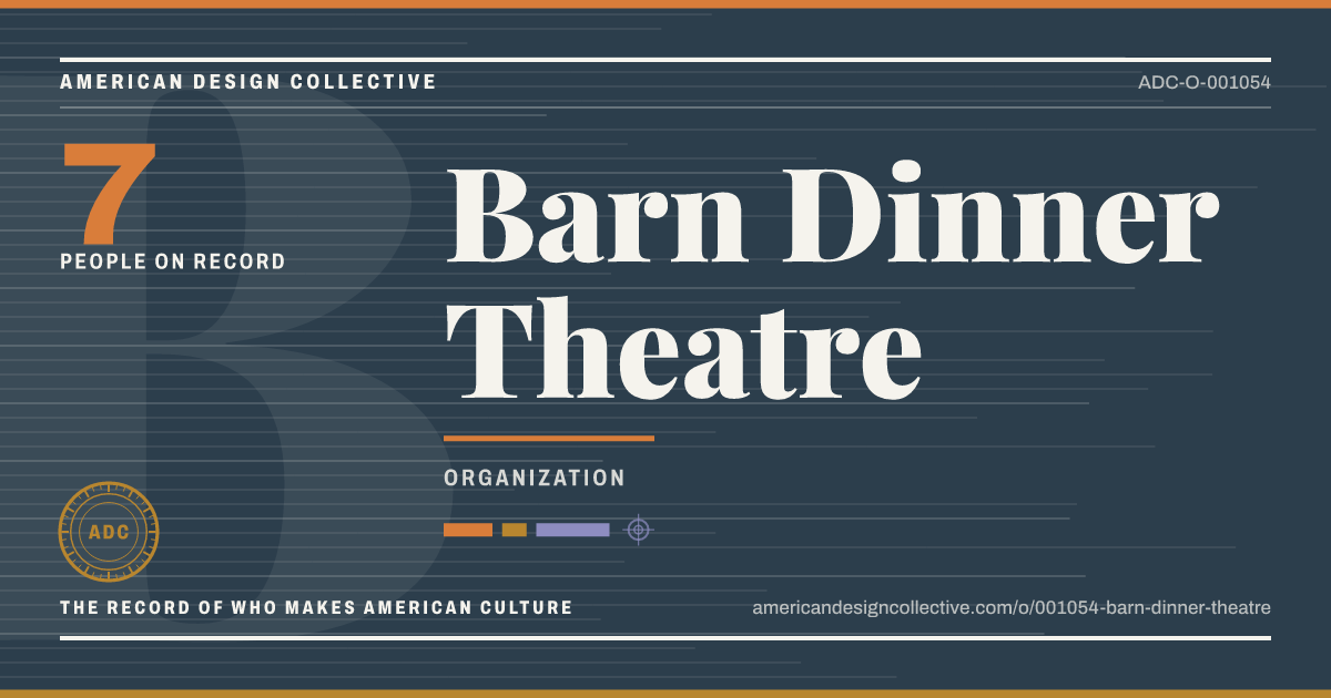 Registry card for Barn Dinner Theatre: the ADC seal, Barn Dinner Theatre, and how much is on record.