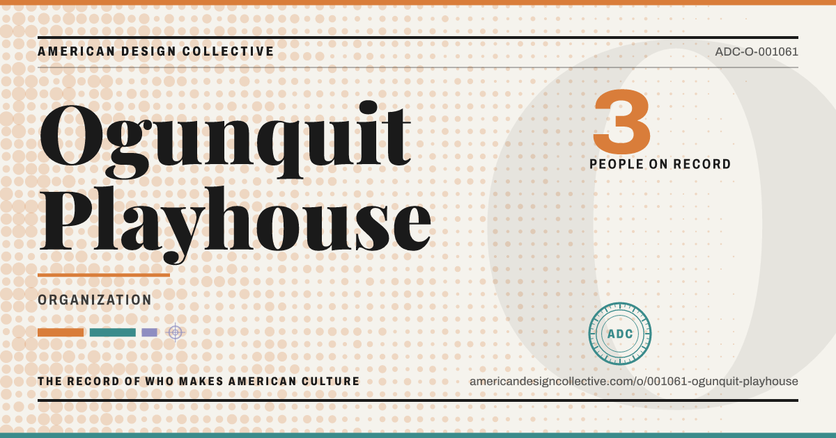 Registry card for Ogunquit Playhouse: the ADC seal, Ogunquit Playhouse, and how much is on record.