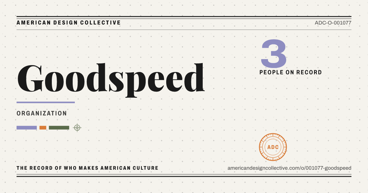 Registry card for Goodspeed: the ADC seal, Goodspeed, and how much is on record.