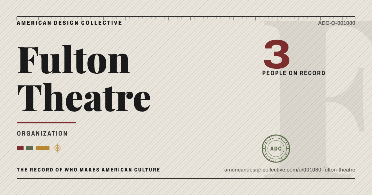Registry card for Fulton Theatre: the ADC seal, Fulton Theatre, and how much is on record.