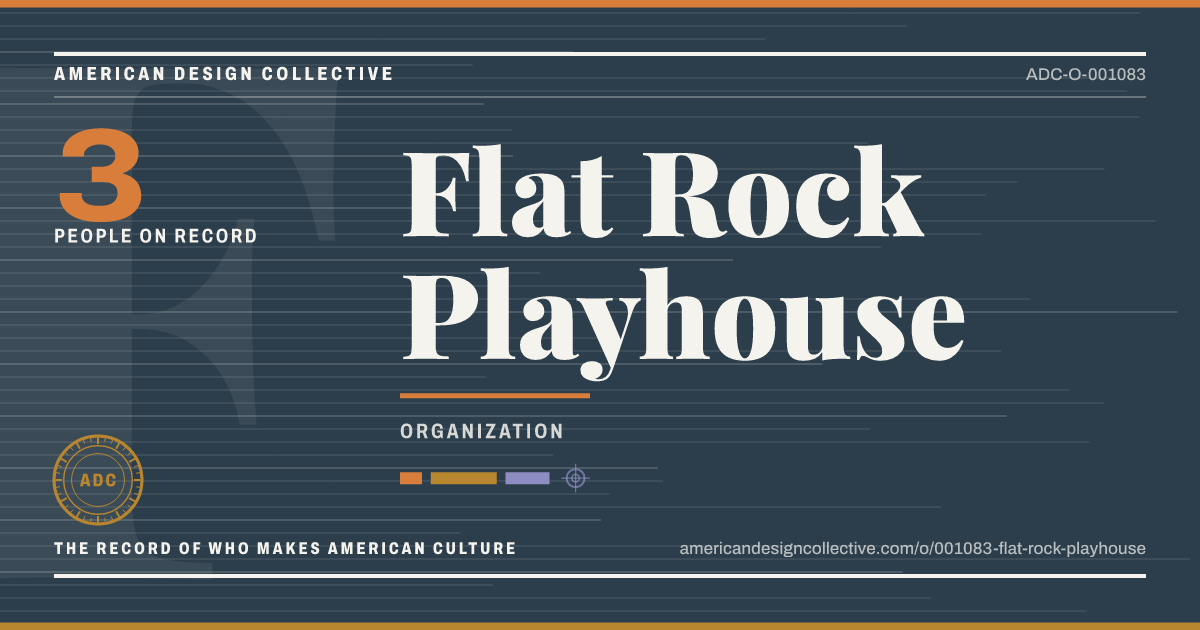 Registry card for Flat Rock Playhouse: the ADC seal, Flat Rock Playhouse, and how much is on record.