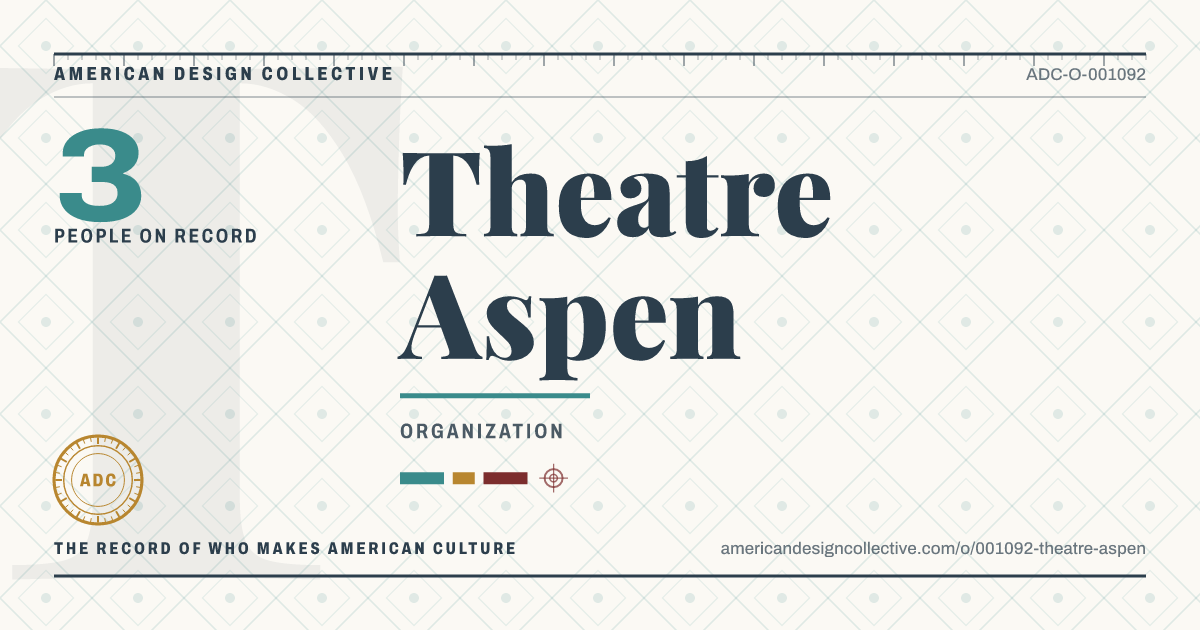 Registry card for Theatre Aspen: the ADC seal, Theatre Aspen, and how much is on record.