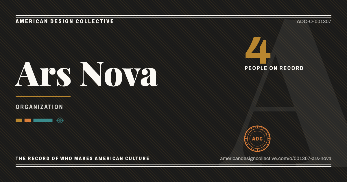 Registry card for Ars Nova: the ADC seal, Ars Nova, and how much is on record.