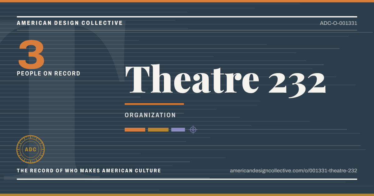 Registry card for Theatre 232: the ADC seal, Theatre 232, and how much is on record.
