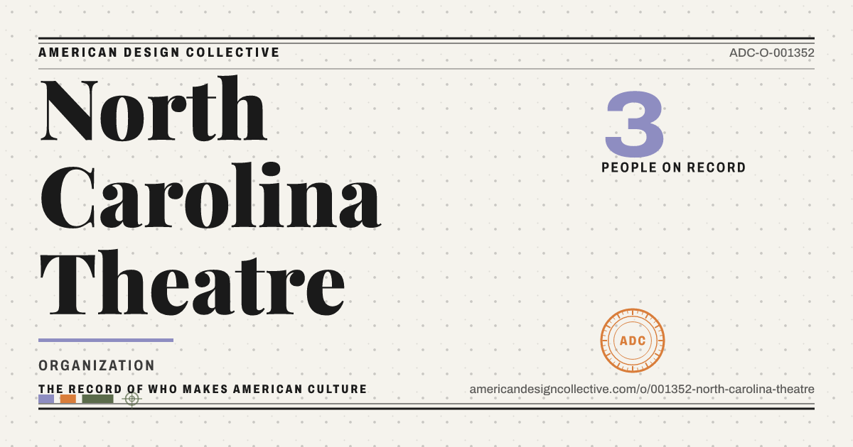 Registry card for North Carolina Theatre: the ADC seal, North Carolina Theatre, and how much is on record.