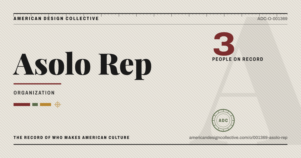 Registry card for Asolo Rep: the ADC seal, Asolo Rep, and how much is on record.