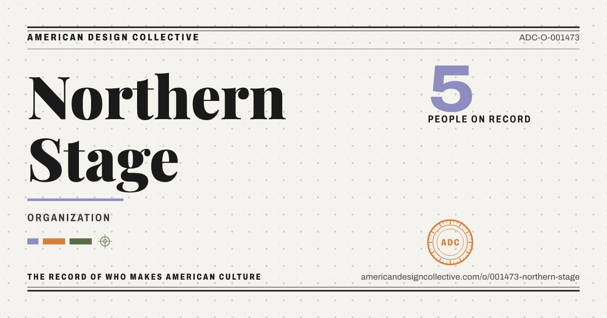 Registry card for Northern Stage: the ADC seal, Northern Stage, and how much is on record.