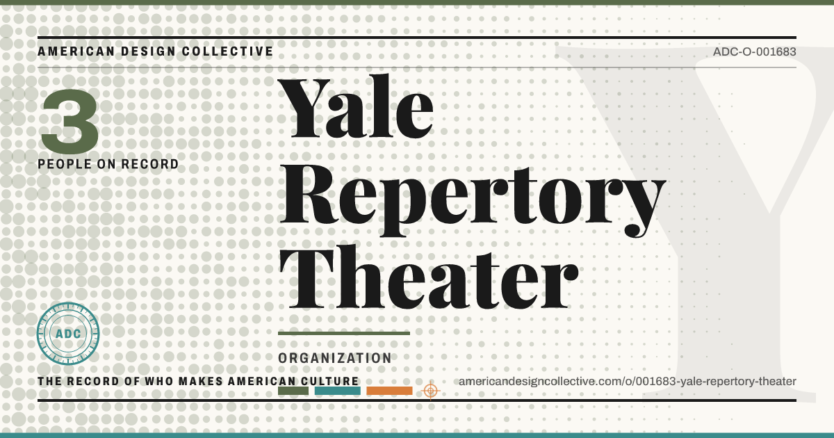 Registry card for Yale Repertory Theater: the ADC seal, Yale Repertory Theater, and how much is on record.