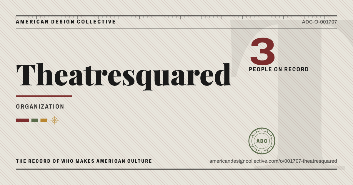 Registry card for Theatresquared: the ADC seal, Theatresquared, and how much is on record.