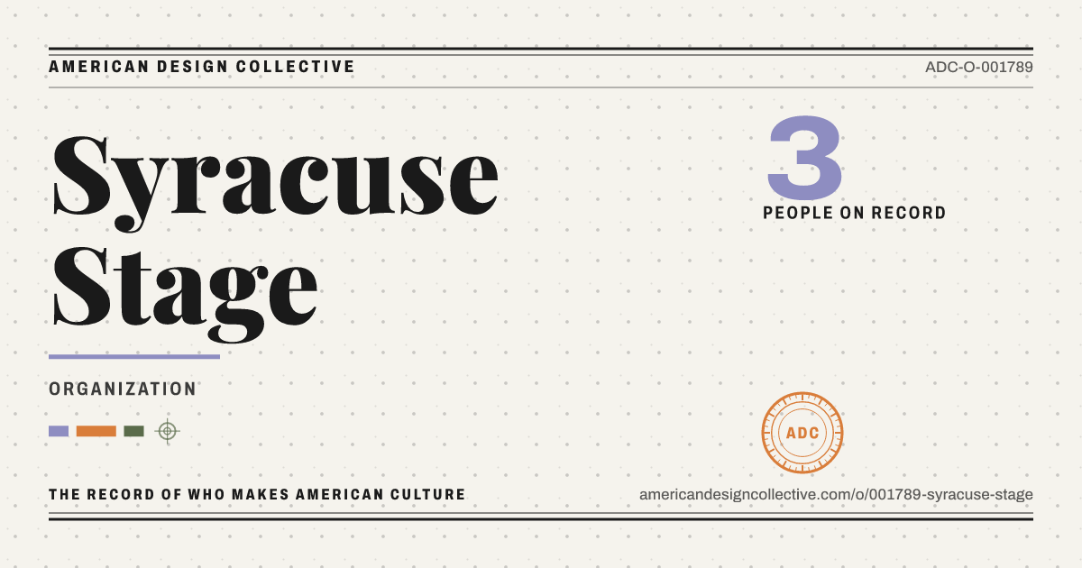 Registry card for Syracuse Stage: the ADC seal, Syracuse Stage, and how much is on record.