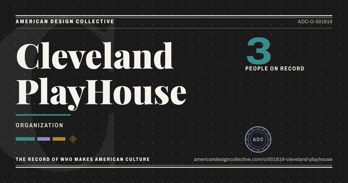 Registry card for Cleveland PlayHouse: the ADC seal, Cleveland PlayHouse, and how much is on record.