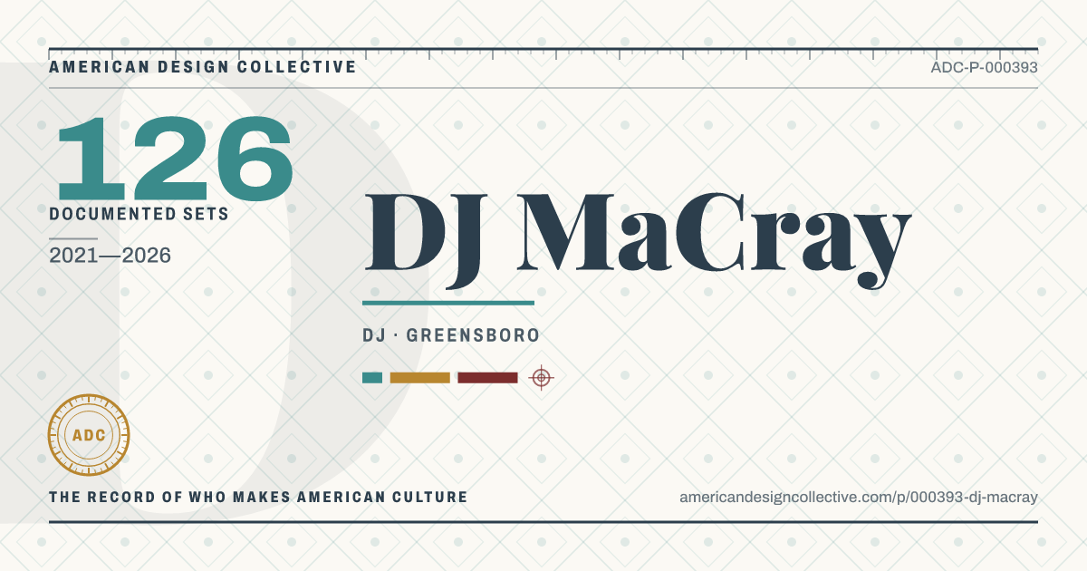 Registry card for DJ MaCray: the ADC seal, DJ MaCray, and how much is on record.
