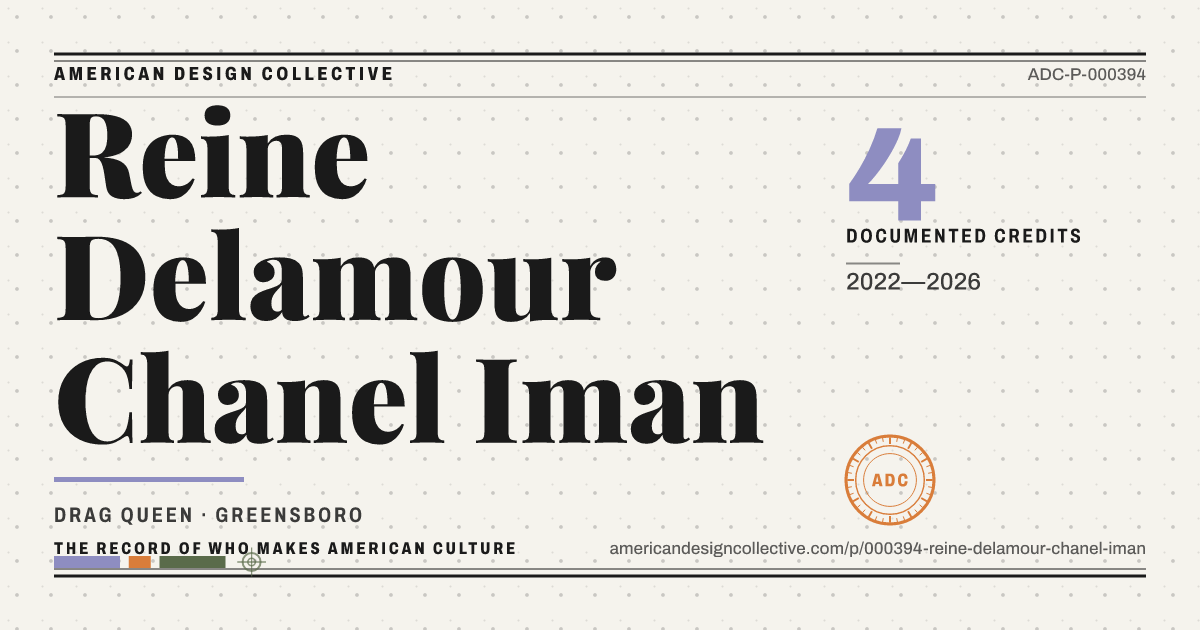 Registry card for Reine Delamour Chanel Iman: the ADC seal, Reine Delamour Chanel Iman, and how much is on record.