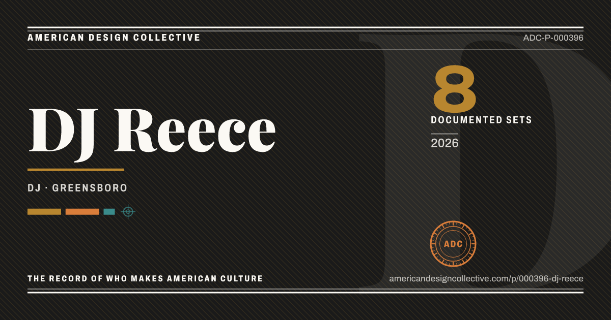 Registry card for DJ Reece: the ADC seal, DJ Reece, and how much is on record.