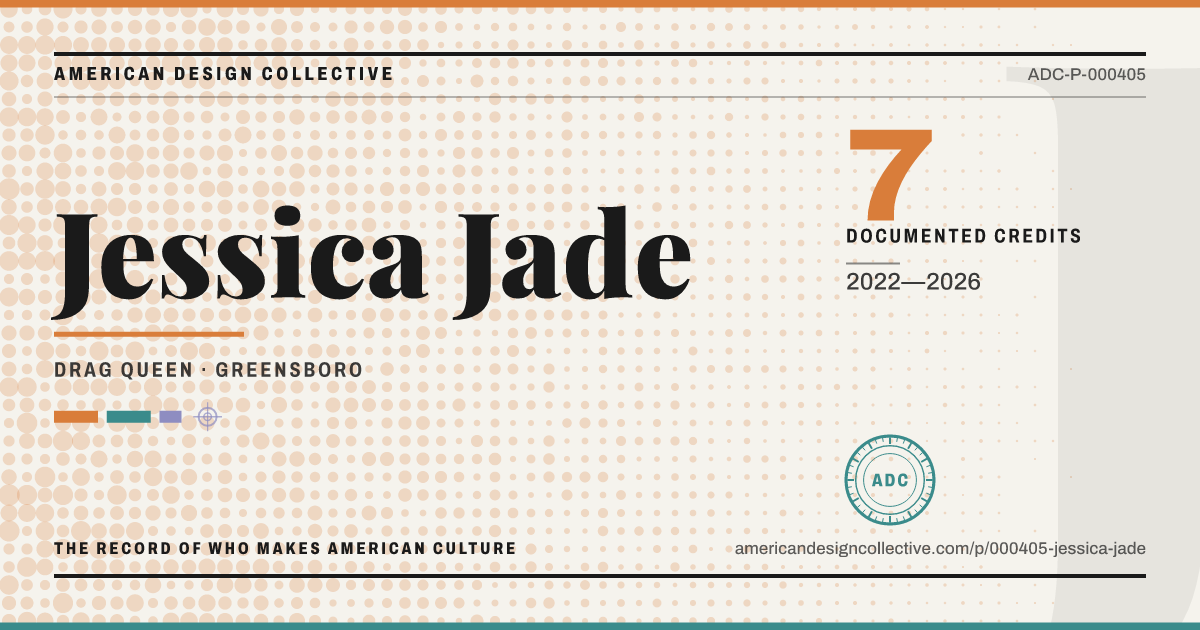 Registry card for Jessica Jade: the ADC seal, Jessica Jade, and how much is on record.