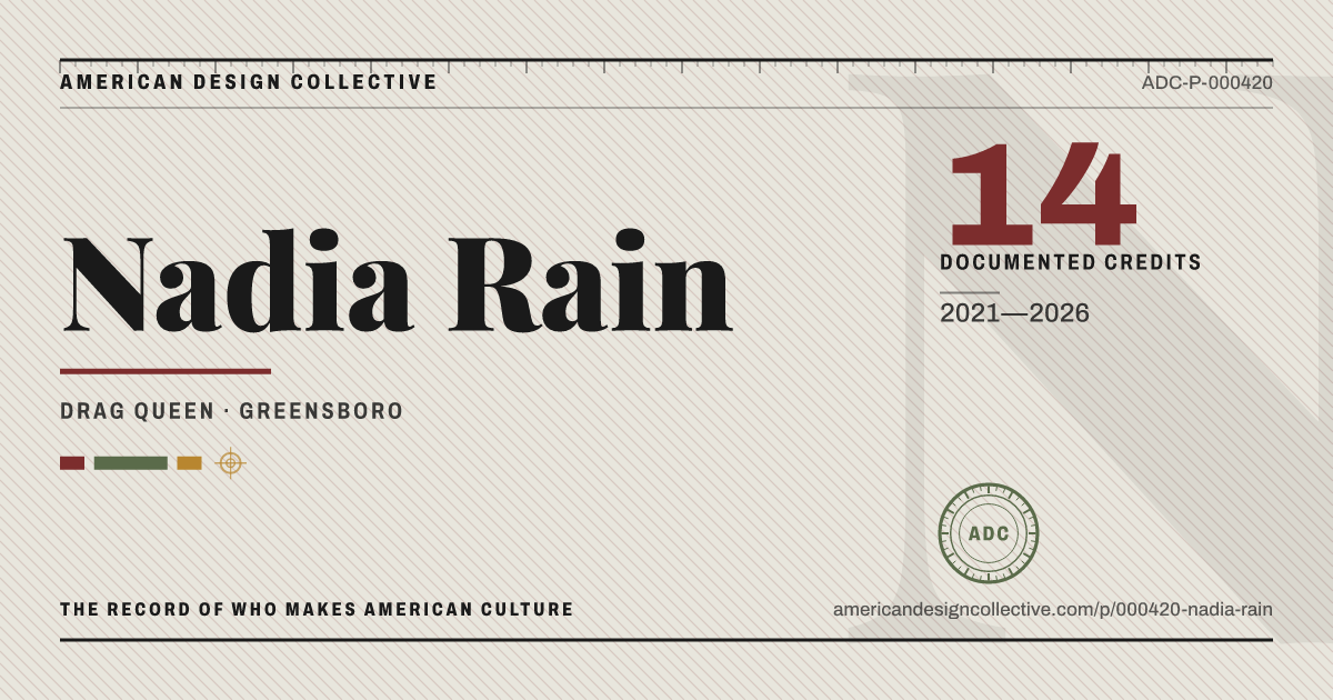 Registry card for Nadia Rain: the ADC seal, Nadia Rain, and how much is on record.