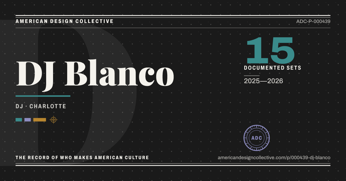 Registry card for DJ Blanco: the ADC seal, DJ Blanco, and how much is on record.