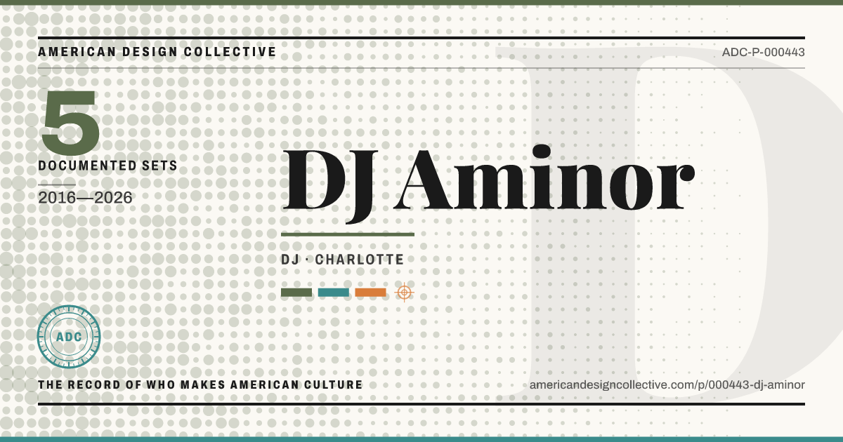 Registry card for DJ Aminor: the ADC seal, DJ Aminor, and how much is on record.