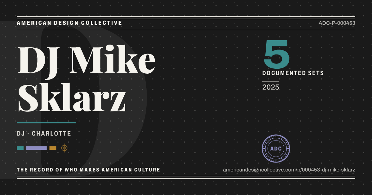 Registry card for DJ Mike Sklarz: the ADC seal, DJ Mike Sklarz, and how much is on record.