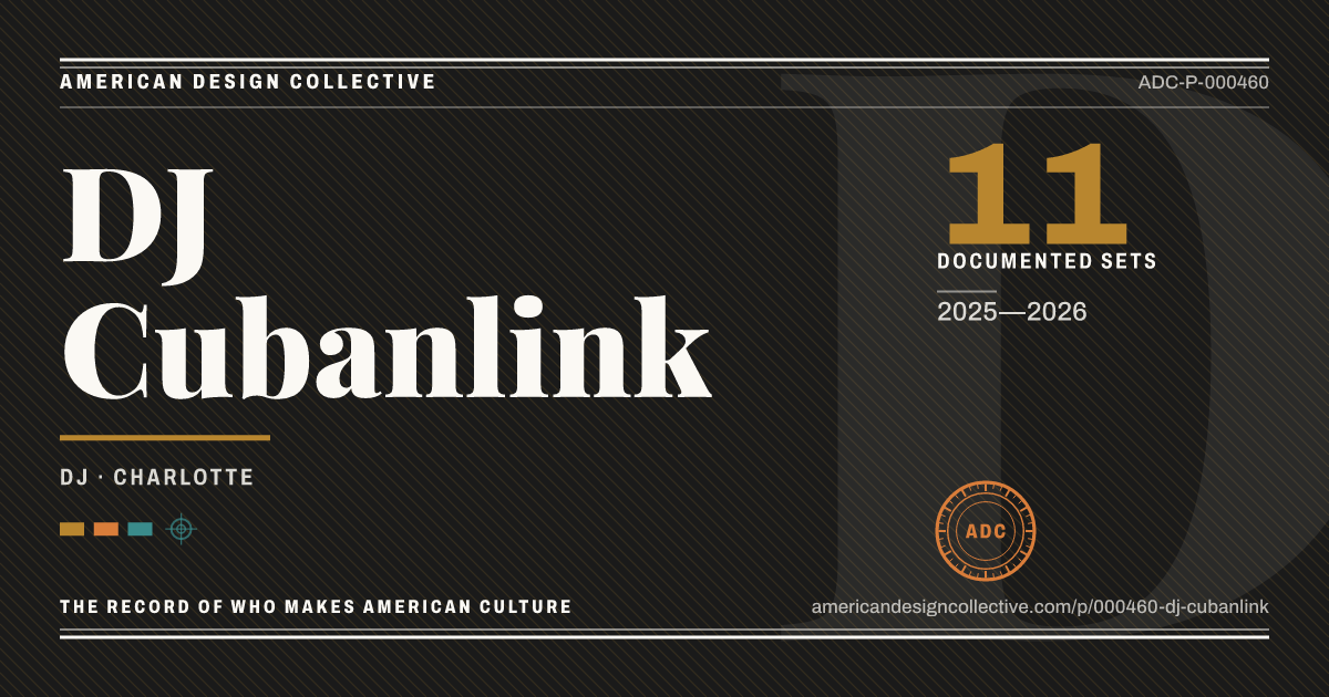 Registry card for DJ Cubanlink: the ADC seal, DJ Cubanlink, and how much is on record.