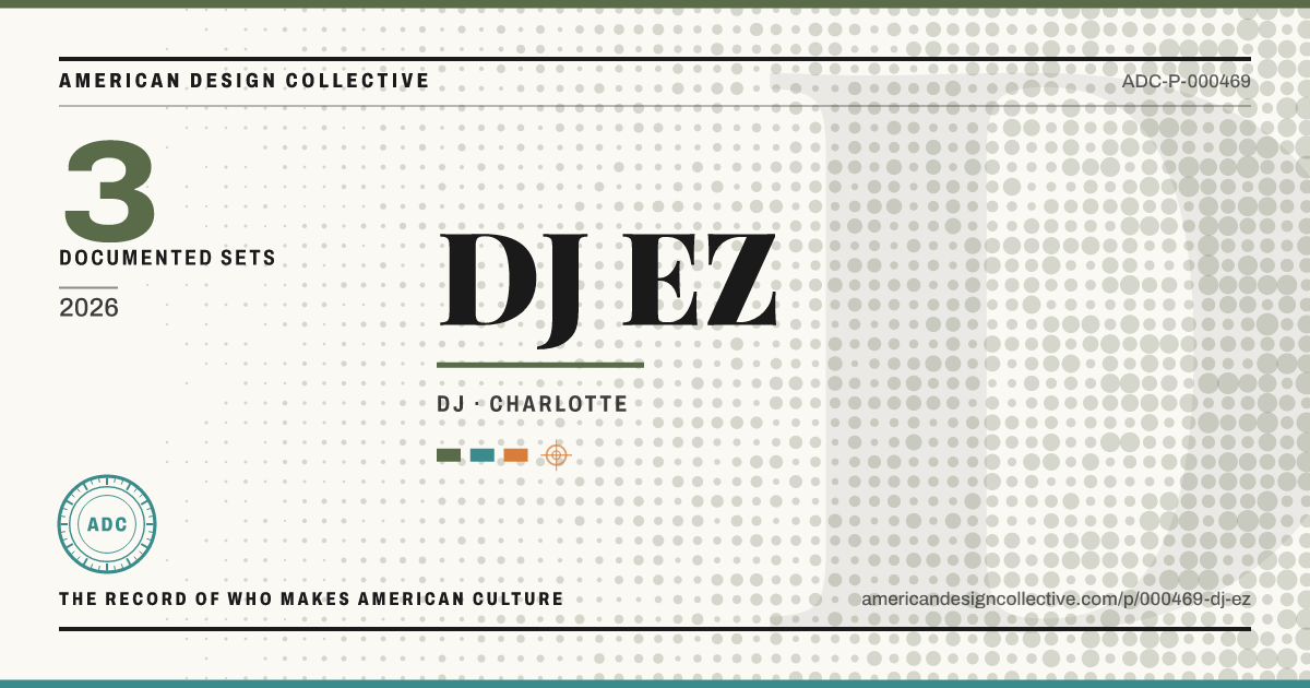 Registry card for DJ EZ: the ADC seal, DJ EZ, and how much is on record.