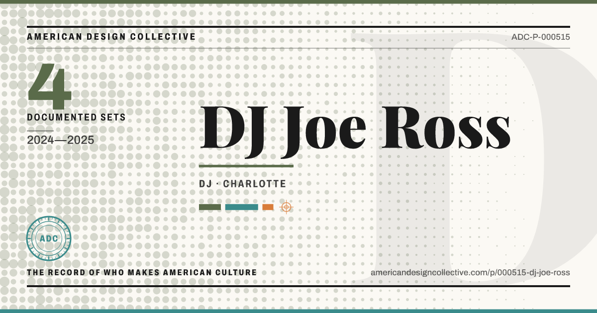Registry card for DJ Joe Ross: the ADC seal, DJ Joe Ross, and how much is on record.