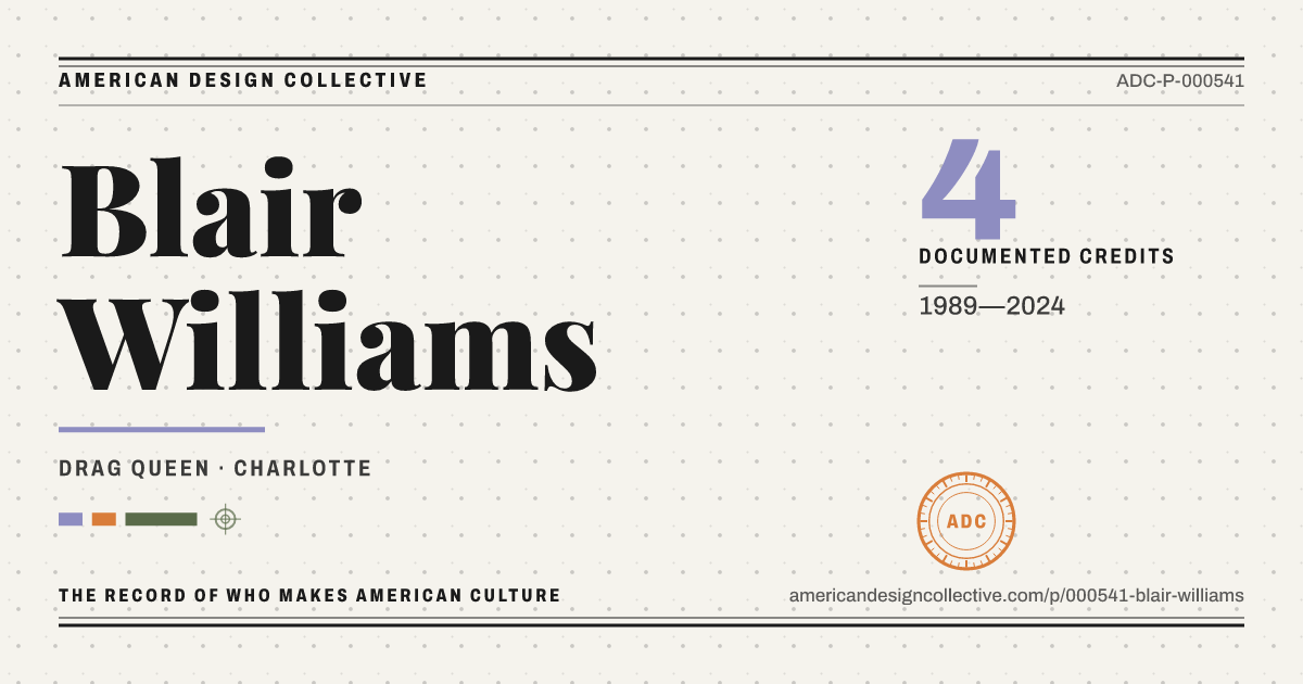 Registry card for Blair Williams: the ADC seal, Blair Williams, and how much is on record.