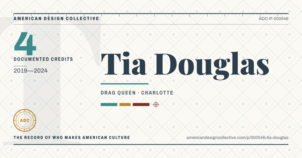 Registry card for Tia Douglas: the ADC seal, Tia Douglas, and how much is on record.